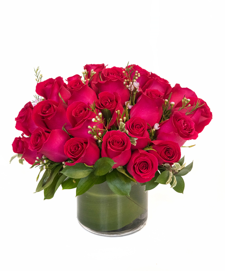 Hot Pink Rose Cylinder in Boston, MA