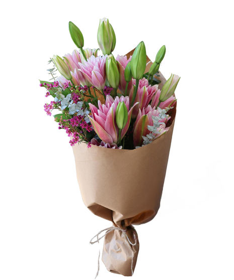 Pink Oriental Lily Bunch
