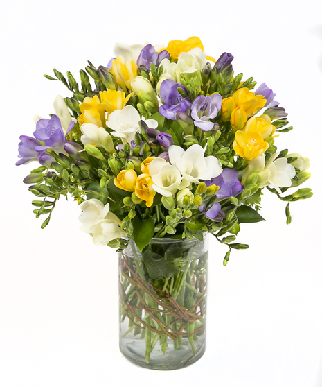 Freesia vase of blooms