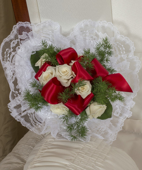 Red and White Satin Piece